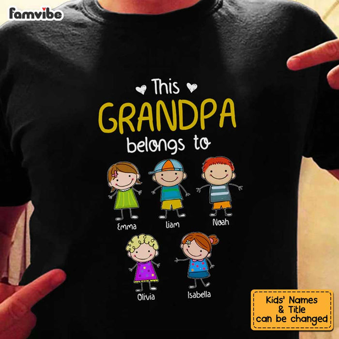 Famvibe Personalized Grandpa Shirt - This Grandpa Belongs To Custom Kid  Design - Digital Print Apparel Personalized Gifts for Grandparents