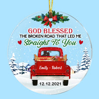 Personalized God Blessed The Broken Road Couple Acrylic Circle Ornament SB73 32O53 thumb 1