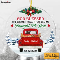 Personalized God Blessed The Broken Road Couple Acrylic Circle Ornament SB73 32O53 thumb 1