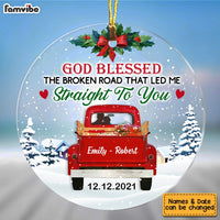Personalized God Blessed The Broken Road Couple Acrylic Circle Ornament SB73 32O53 thumb 1