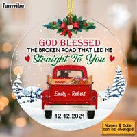 Personalized God Blessed The Broken Road Couple Acrylic Circle Ornament SB73 32O53 thumb 1