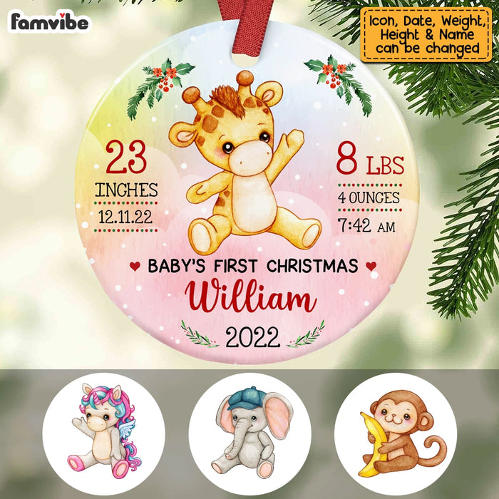 Personalized Baby First Christmas Animal Circle Ornament SB73 23O53 1