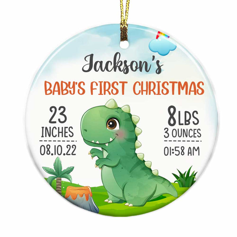 Personalized Baby First Christmas Dinosaur Circle Ornament SB72 23O34