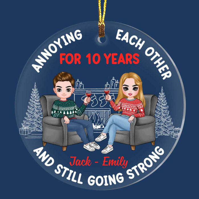 Personalized Couple Annoying Each Other Christmas Circle Ornament SB83 85O47 1