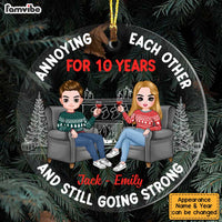 Personalized Couple Annoying Each Other Christmas Circle Ornament SB83 85O47 thumb 1
