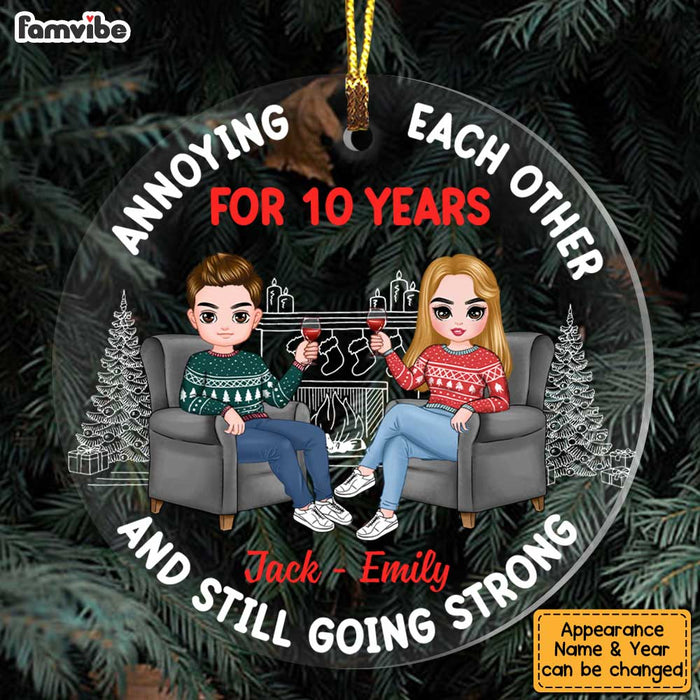 Personalized Couple Annoying Each Other Christmas Circle Ornament SB83 85O47 1