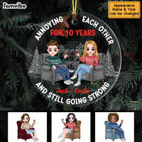 Personalized Couple Annoying Each Other Christmas Circle Ornament SB83 85O47 thumb 1