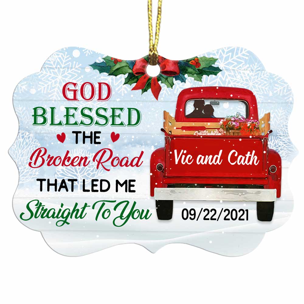 Personalized Love Couple Red Truck Christmas MDF Ornament OB171 87O47