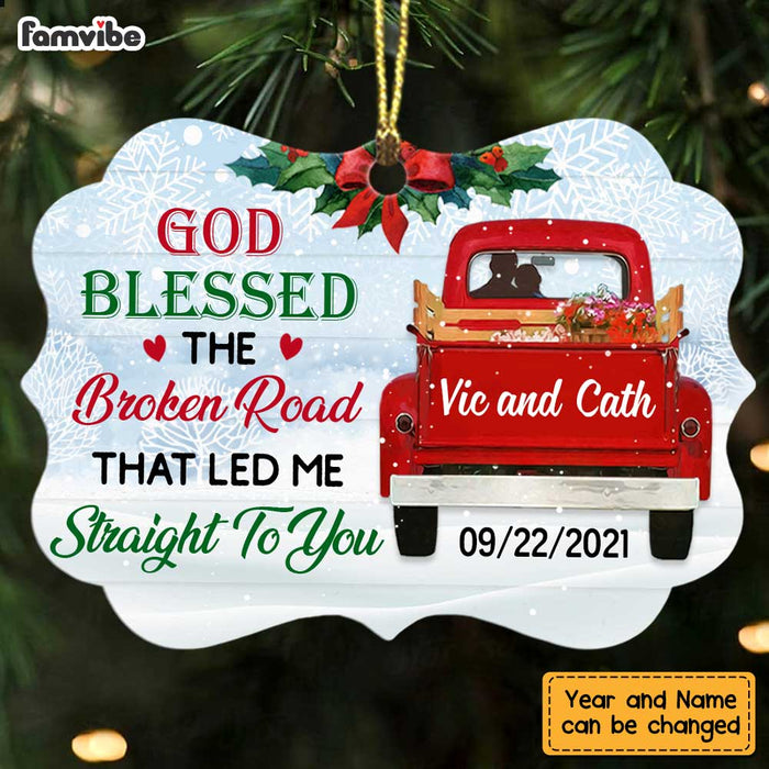 Personalized Love Couple Red Truck Christmas MDF Ornament OB171 87O47 1