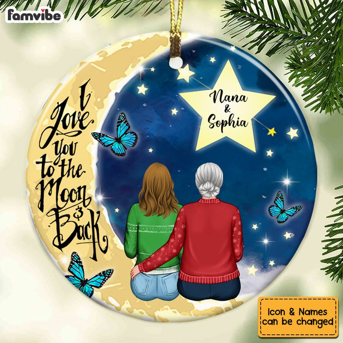 Personalized Grandma Granddaughter Love To The Moon Circle Ornament SB81 30O53 1