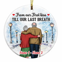 Personalized Couple Christmas From Our First Kiss Circle Ornament SB91 30O47 thumb 1
