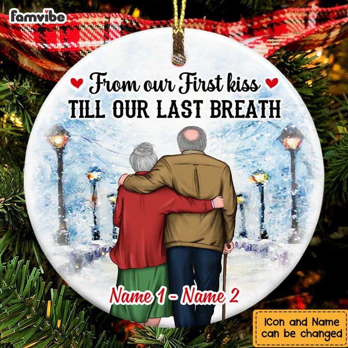 Personalized Couple Christmas From Our First Kiss Circle Ornament SB91 30O47 1