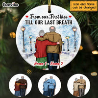 Personalized Couple Christmas From Our First Kiss Circle Ornament SB91 30O47 thumb 1