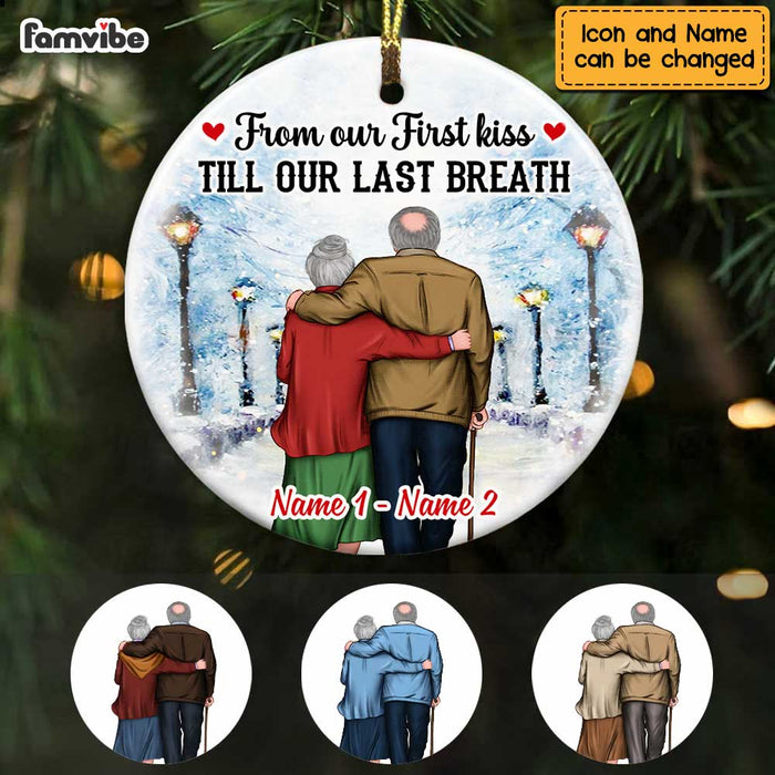 Personalized Couple Christmas From Our First Kiss Circle Ornament SB91 30O47 1