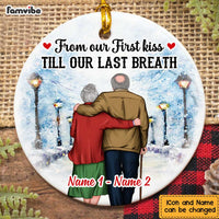 Personalized Couple Christmas From Our First Kiss Circle Ornament SB91 30O47 thumb 1