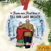 Personalized Couple Christmas From Our First Kiss Circle Ornament SB91 30O47 thumb 1