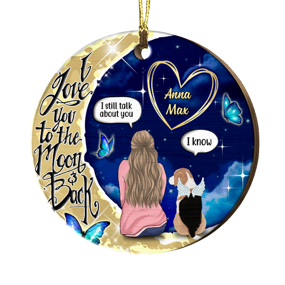 Personalized Memo Dog I Love You To The Moon And Back Circle Ornament Circle Ornament SB91 58O28 Primary Mockup