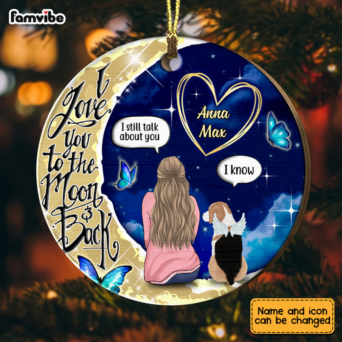 Personalized Memo Dog I Love You To The Moon And Back Circle Ornament Circle Ornament SB91 58O28 1
