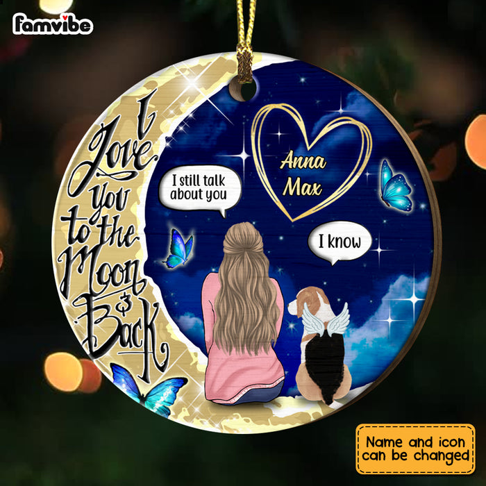 Personalized Memo Dog I Love You To The Moon And Back Circle Ornament Circle Ornament SB91 58O28 1