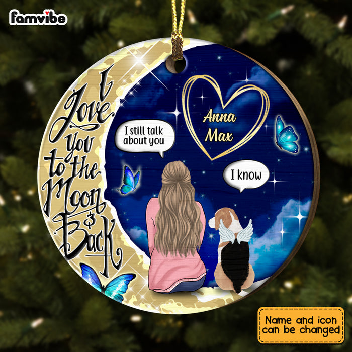 Personalized Memo Dog I Love You To The Moon And Back Circle Ornament Circle Ornament SB91 58O28 1
