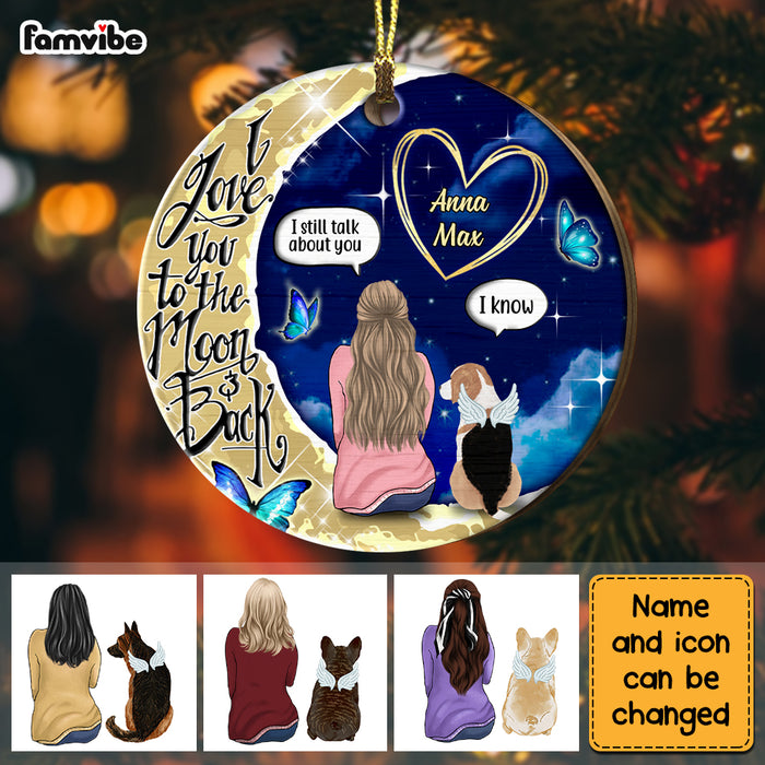 Personalized Memo Dog I Love You To The Moon And Back Circle Ornament Circle Ornament SB91 58O28 1