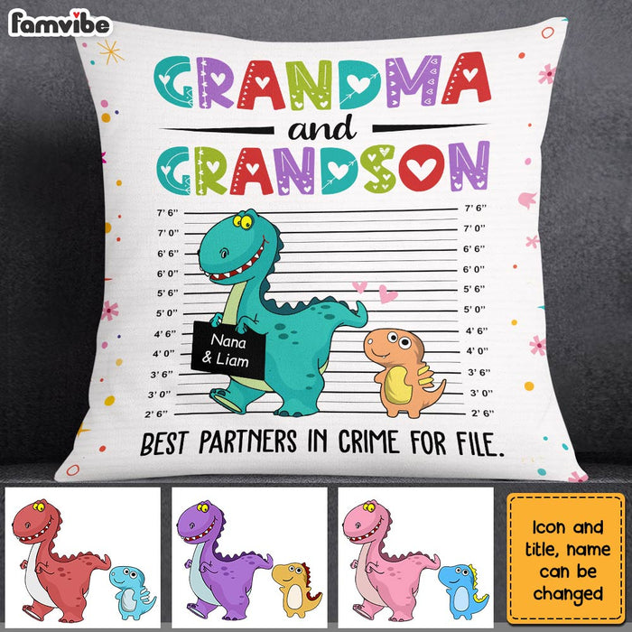 Personalized Partners In Crime Dinosaur Grandma Pillow SB91 33O28 1