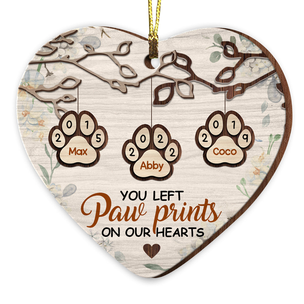 Personalized Dog Memo You Left Pawprints In My Heart Ornament SB92 30O53 Primary Mockup