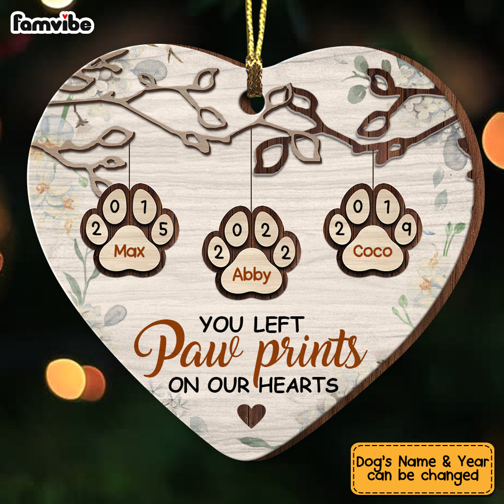 Personalized Dog Memo You Left Pawprints In My Heart Ornament SB92 30O53 Primary Mockup