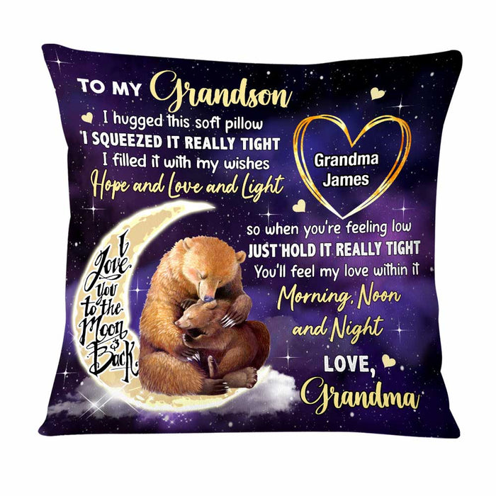 Personalized To My Grandson From Grandma Bear Hug This Pillow SB92 58O47 1