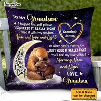 Personalized To My Grandson From Grandma Bear Hug This Pillow SB92 58O47 thumb 1
