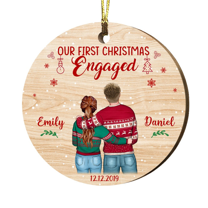 Personalized Couple First Christmas Wood Circle Ornament Circle Ornament SB91 32O53 1