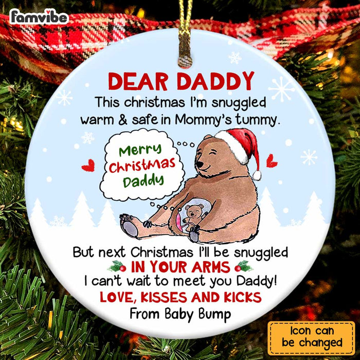 Personalized Animal Christmas Dad To Be From The Bump Circle Ornament SB103 30O47 1