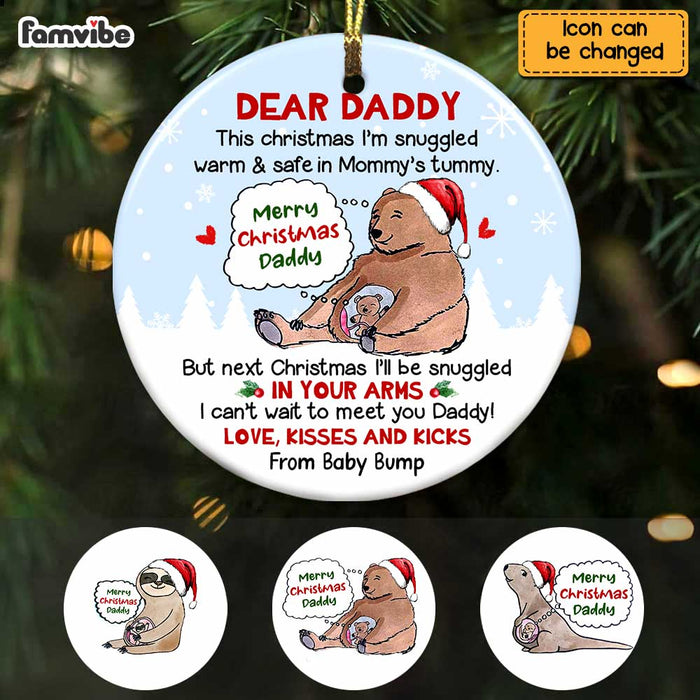 Personalized Animal Christmas Dad To Be From The Bump Circle Ornament SB103 30O47 1