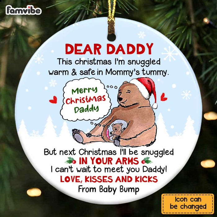 Personalized Animal Christmas Dad To Be From The Bump Circle Ornament SB103 30O47 1
