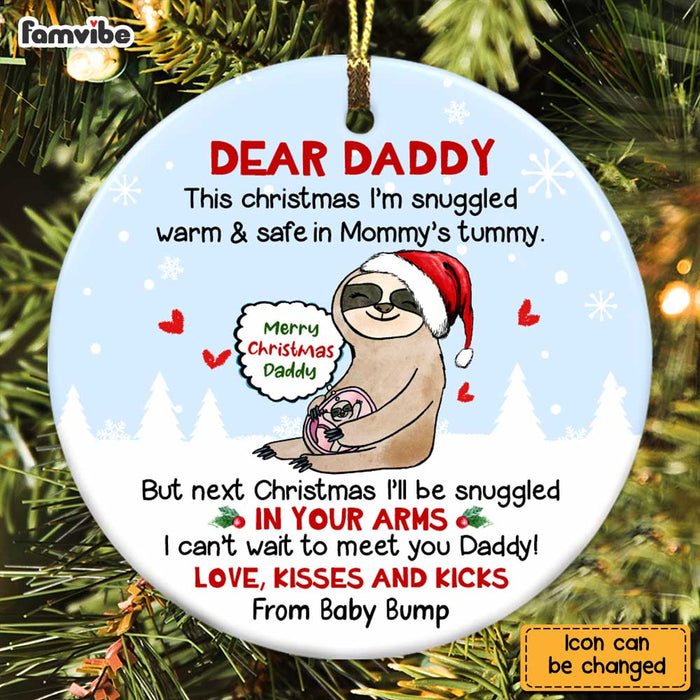 Personalized Animal Christmas Dad To Be From The Bump Circle Ornament SB103 30O47 1