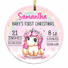 Personalized Unicorn Baby First Christmas Circle Ornament SB101 32O47 1