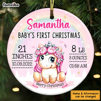 Personalized Unicorn Baby First Christmas Circle Ornament SB101 32O47 thumb 1