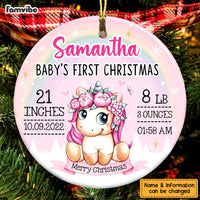 Personalized Unicorn Baby First Christmas Circle Ornament SB101 32O47 thumb 1