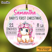 Personalized Unicorn Baby First Christmas Circle Ornament SB101 32O47 thumb 1