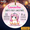 Personalized Unicorn Baby First Christmas Circle Ornament SB101 32O47 1