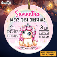 Personalized Unicorn Baby First Christmas Circle Ornament SB101 32O47 thumb 1
