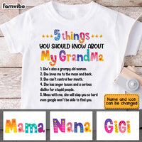 Personalized 5 Things You Should Know About My Grandma Kid T Shirt SB123 32O34 thumb 1