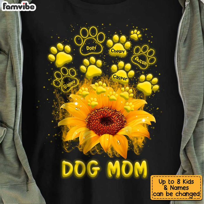 Personalized Dog Mom Paws Sunflower Shirt Hoodie Sweatshirt