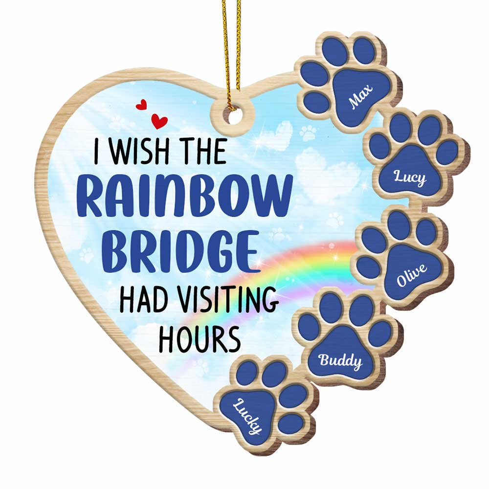 Personalized I Wish Rainbow Bridge Had Visiting Hours Pet Memo Heart Ornament SB131 58O47 Primary Mockup
