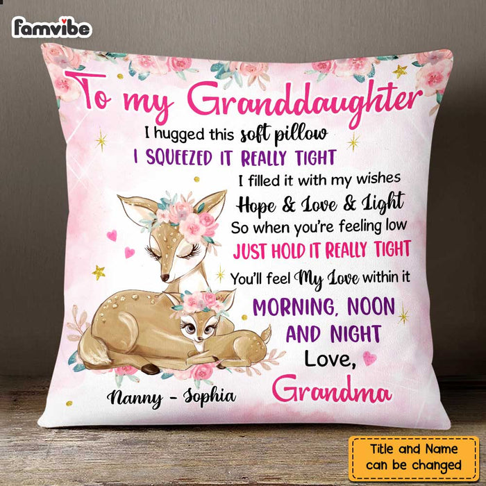 Personalized Granddaughter Deer Hug This Pillow SB132 85O47 1