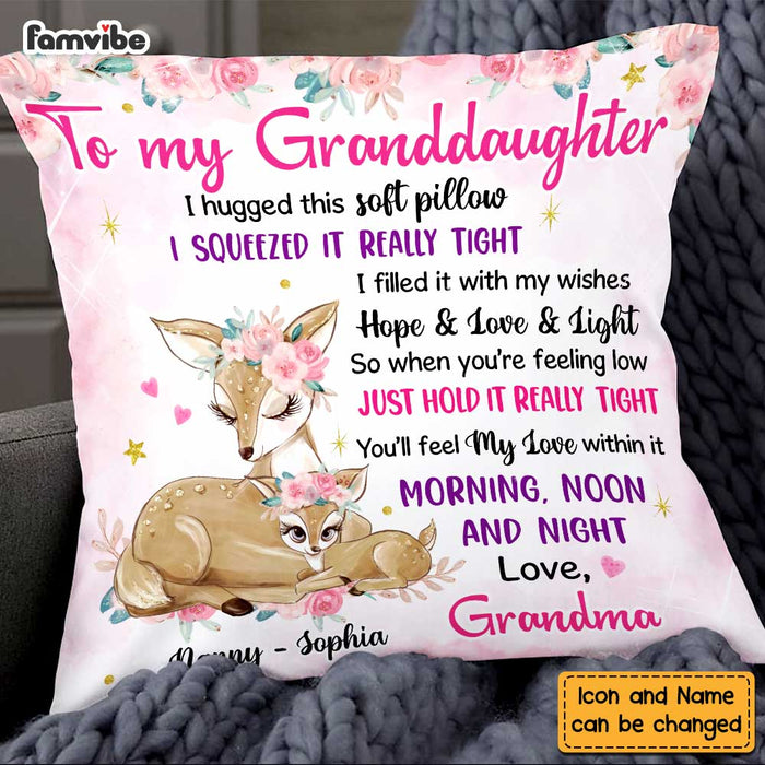 Personalized Granddaughter Deer Hug This Pillow SB132 85O47 1