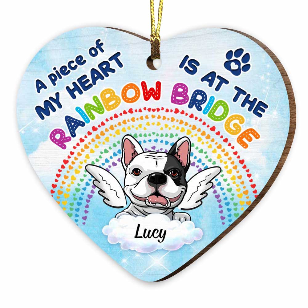 Personalized Dog Rainbow Bridge Memorial Heart Ornament SB132 32O47 Primary Mockup