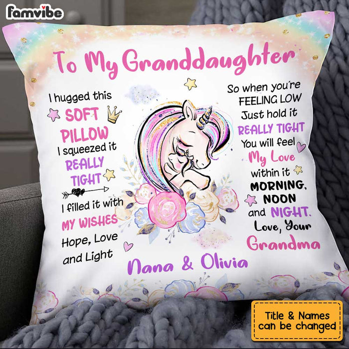 Personalized Granddaughter Unicorn Hug This Pillow SB142 85O34 1