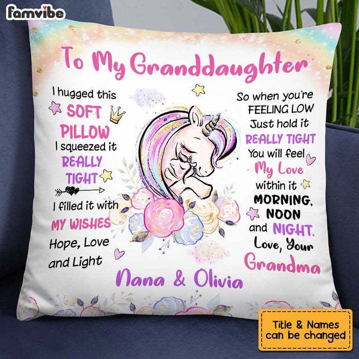 Personalized Granddaughter Unicorn Hug This Pillow SB142 85O34 1