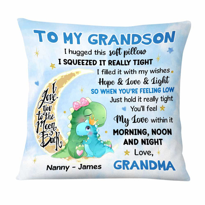 Personalized Grandson Dinorsaur Hug This Pillow SB154 85O47 1